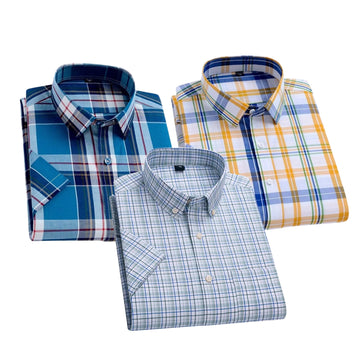 Pack of 3 Check Shirts for Men – Tailored Fit, Full Sleeves & Pockets (CSM-10)