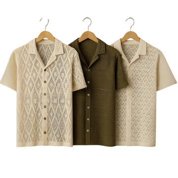3 Pack Men's Crochet Shirts | Unique Patterns, Ultimate Comfort, Effortless Style| SC-16