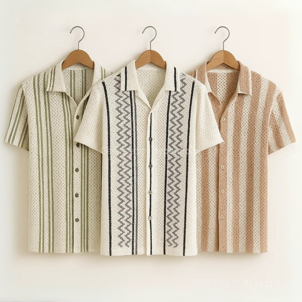 3 Pack Men's Crochet Shirts | Unique Patterns, Ultimate Comfort, Effortless Style| SC-17