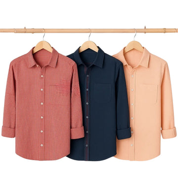 Combo Pack of 3 Men’s Formal Shirts – Stylish & Versatile Collection (Half & Full Sleeves, With/Without Pockets) (FS-45)