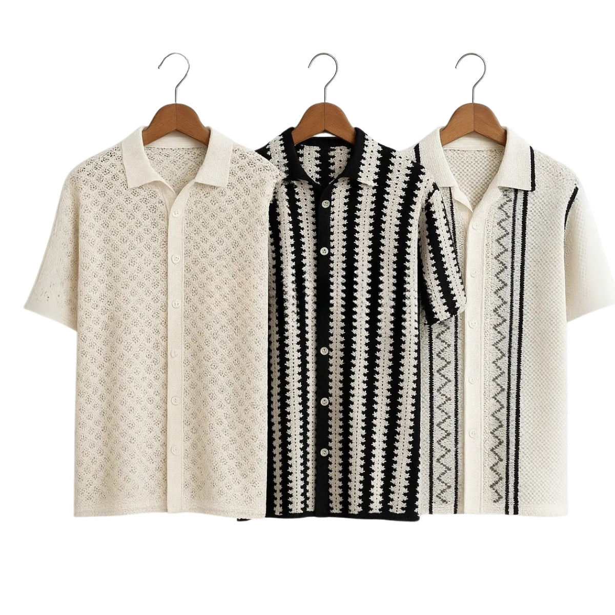 3 Pack Men's Crochet Shirts | Unique Patterns, Ultimate Comfort, Effortless Style| SC-20