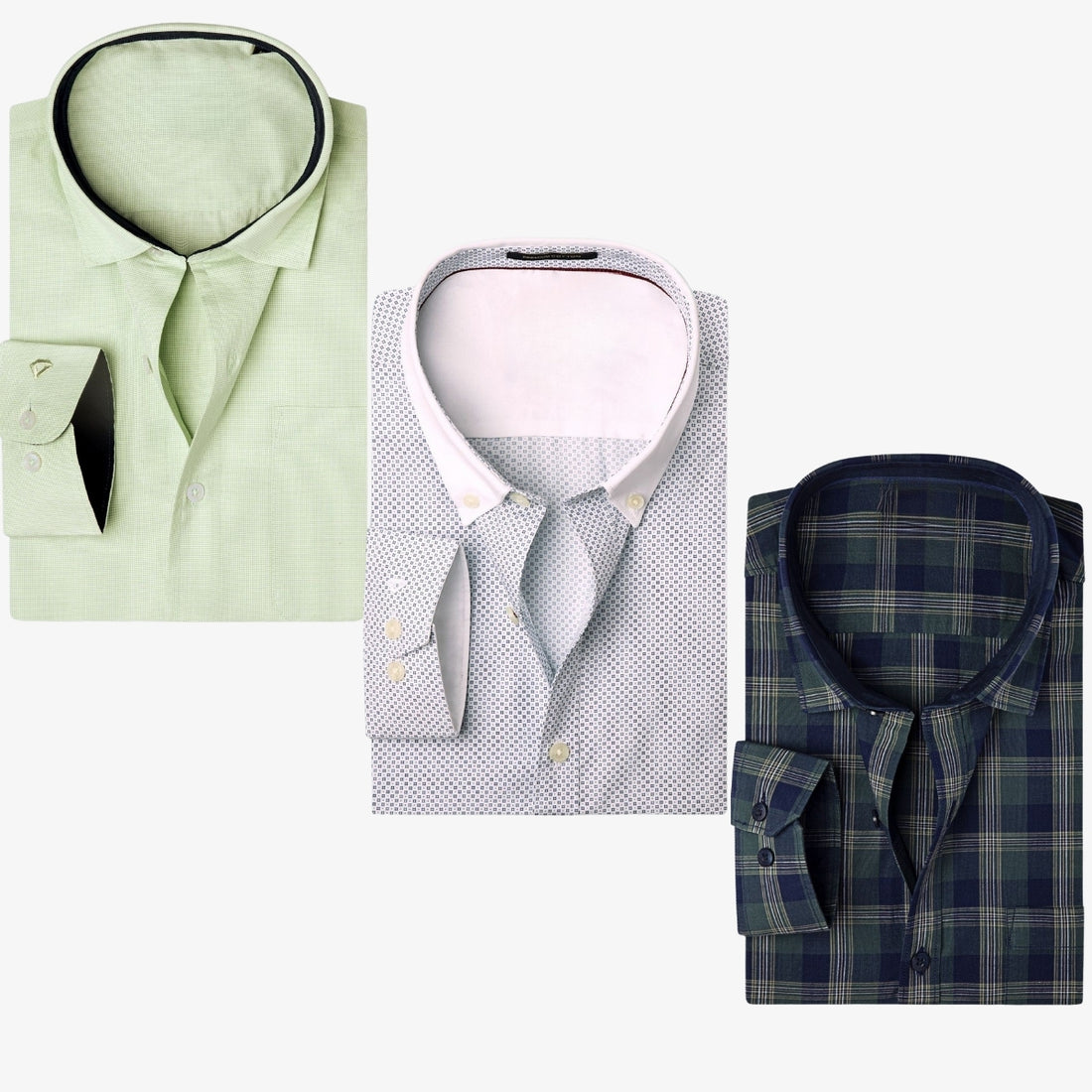 Combo Pack of 3 Men’s Formal Shirts – Stylish & Versatile Collection (Half & Full Sleeves, With/Without Pockets) (FS-52)