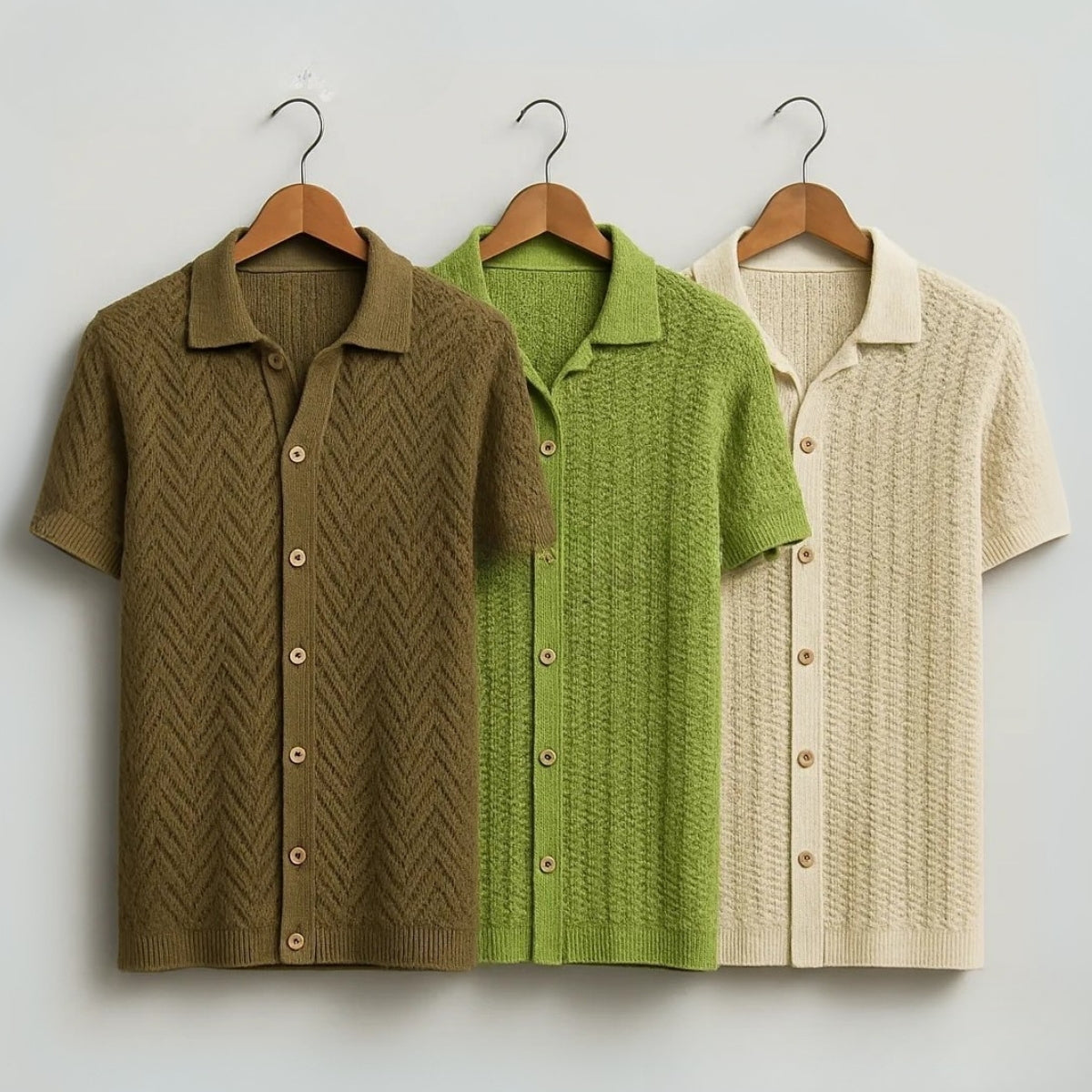 3 Pack Men's Crochet Shirts | Unique Patterns, Ultimate Comfort, Effortless Style| SC-12