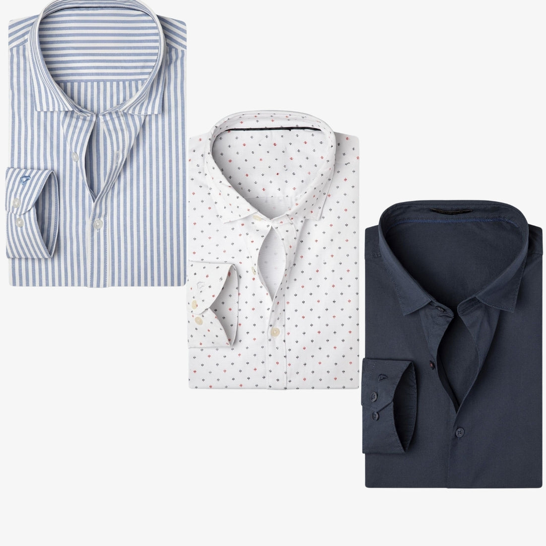 Combo Pack of 3 Men’s Formal Shirts – Stylish & Versatile Collection (Half & Full Sleeves, With/Without Pockets) (FS-79)