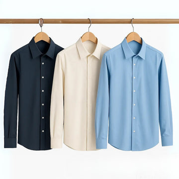 Office Essentials: 3-Pack Premium Cotton Formal Shirts – Tailored Fit, Full Sleeves & Pockets (FS-33 )