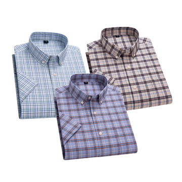 Pack of 3 Check Shirts for Men – Tailored Fit, Full Sleeves & Pockets (CSM-06)