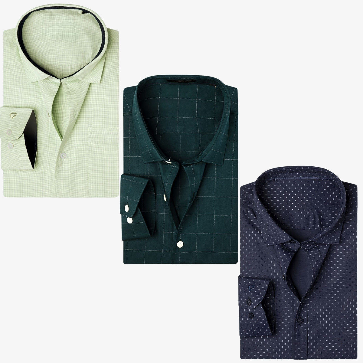 Combo Pack of 3 Men’s Formal Shirts – Stylish & Versatile Collection (Half & Full Sleeves, With/Without Pockets) (FS-81)