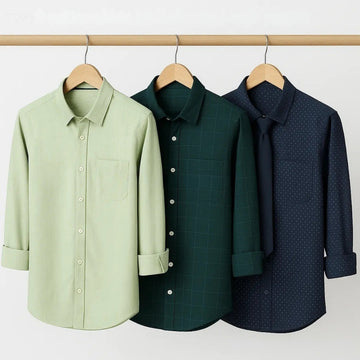 Combo Pack of 3 Men’s Formal Shirts – Stylish & Versatile Collection (Half & Full Sleeves, With/Without Pockets) (FS-81)