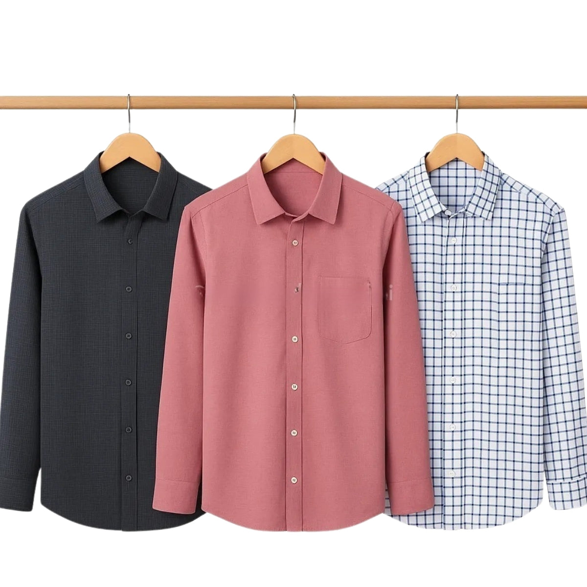 Combo Pack of 3 Men’s Formal Shirts – Stylish & Versatile Collection (Half & Full Sleeves, With/Without Pockets) (FS-41)