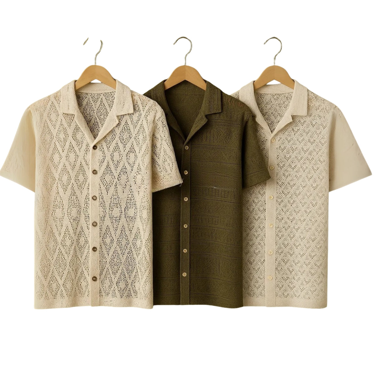 3 Pack Men's Crochet Shirts | Unique Patterns, Ultimate Comfort, Effortless Style| SC-16