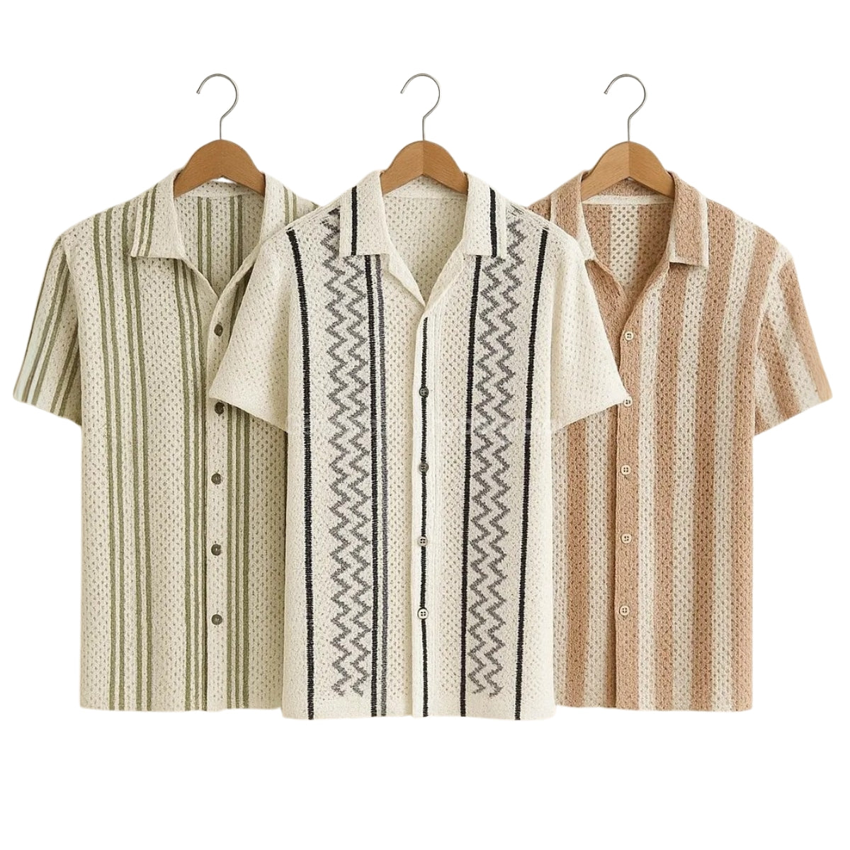 3 Pack Men's Crochet Shirts | Unique Patterns, Ultimate Comfort, Effortless Style| SC-17