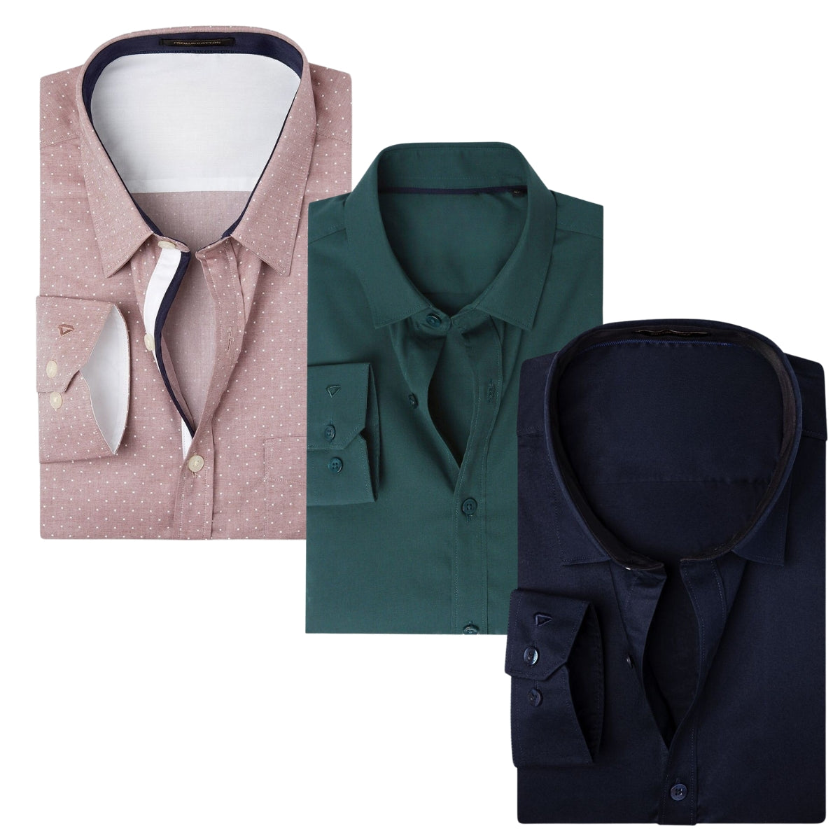 Office Essentials: 3-Pack Premium Cotton Formal Shirts – Tailored Fit, Full Sleeves & Pockets (FS-39 )