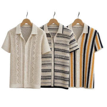 3 Pack Men's Crochet Shirts | Unique Patterns, Ultimate Comfort, Effortless Style| SC-19