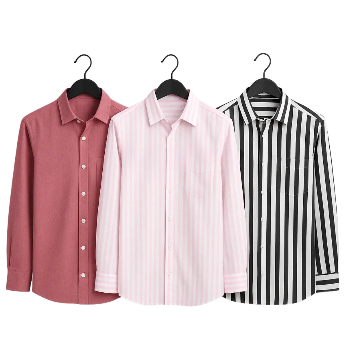 Shirt Happens: 3-Pack Men’s Stylish Formal Shirts – 100% Cotton, Full Sleeves with Pockets (FS-60)