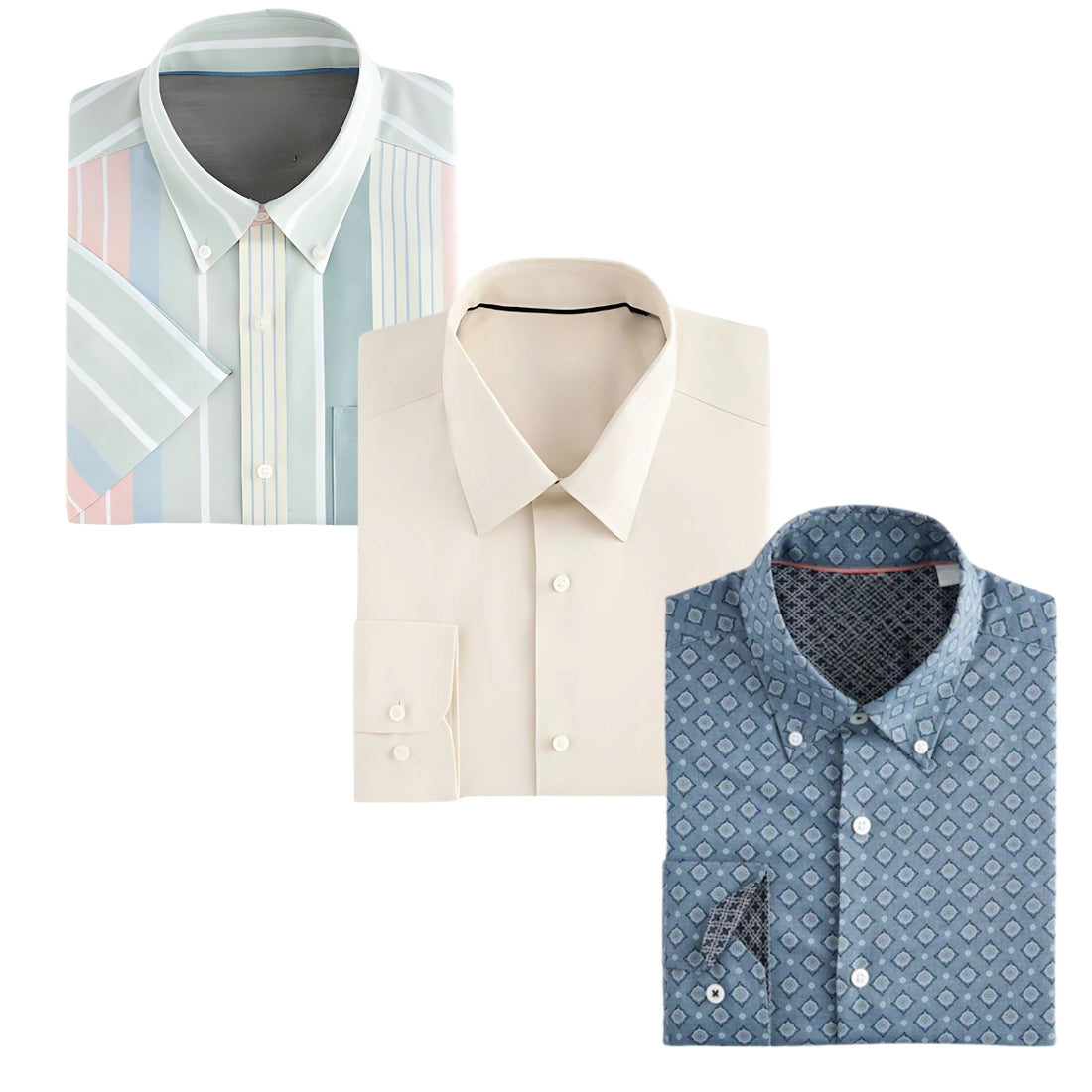 Office Essentials: 3-Pack Premium Cotton Formal Shirts – Tailored Fit, Full Sleeves & Pockets (FS-31 )