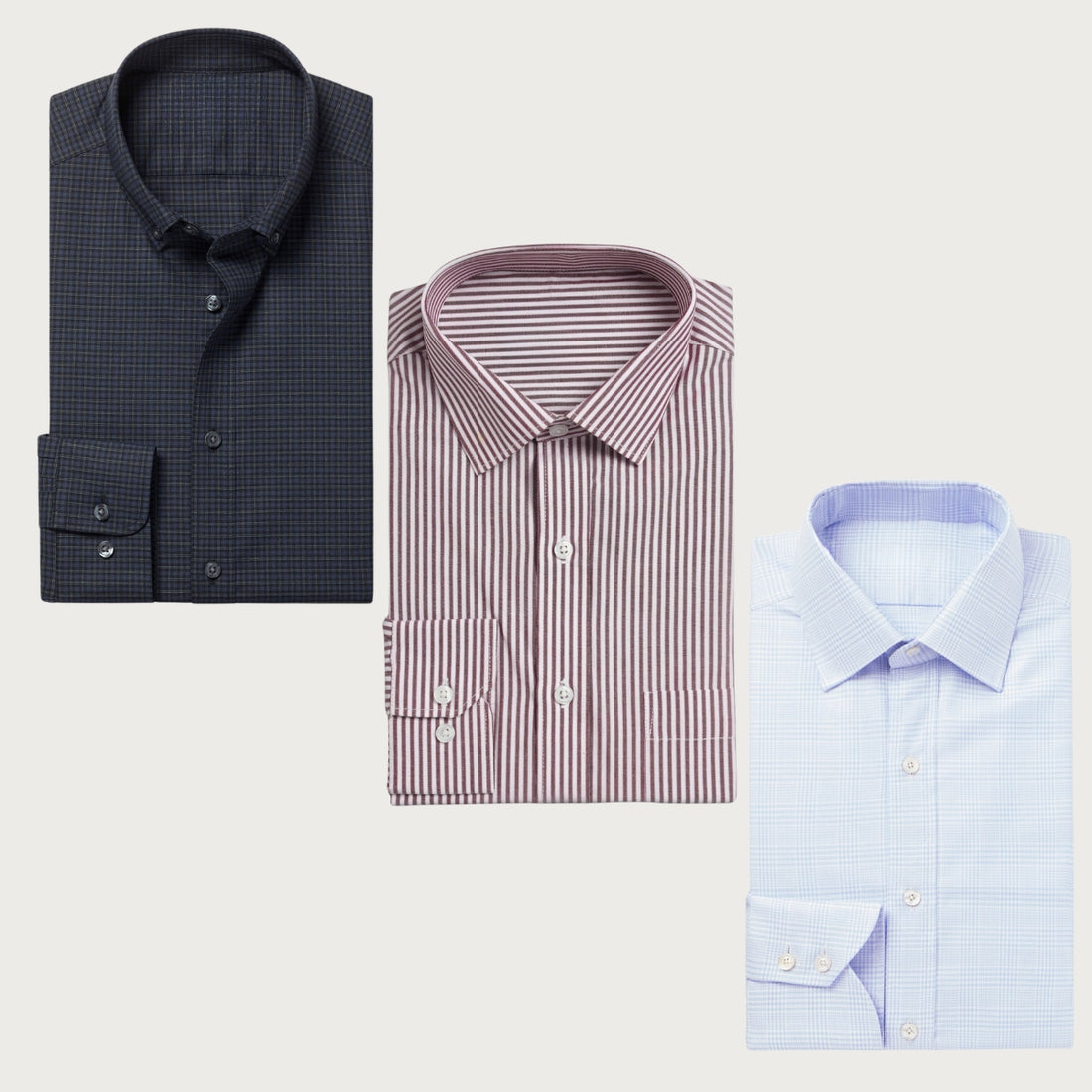 Office Essentials: 3-Pack Premium Cotton Formal Shirts – Tailored Fit, Full Sleeves & Pockets ( FS-159)