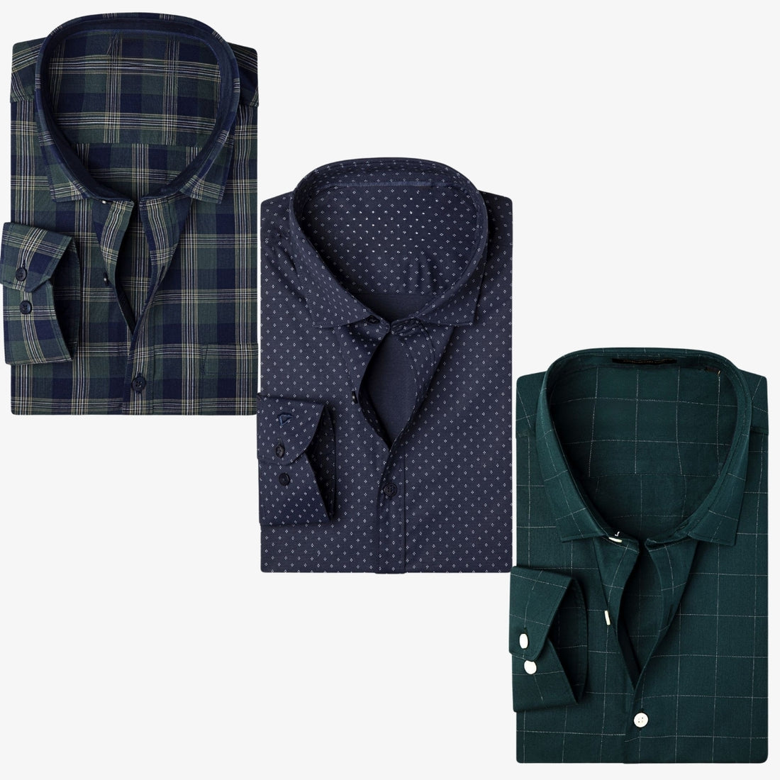 Combo Pack of 3 Men’s Formal Shirts – Stylish & Versatile Collection (Half & Full Sleeves, With/Without Pockets) (FS-46)