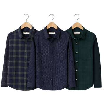 Combo Pack of 3 Men’s Formal Shirts – Stylish & Versatile Collection (Half & Full Sleeves, With/Without Pockets) (FS-46)