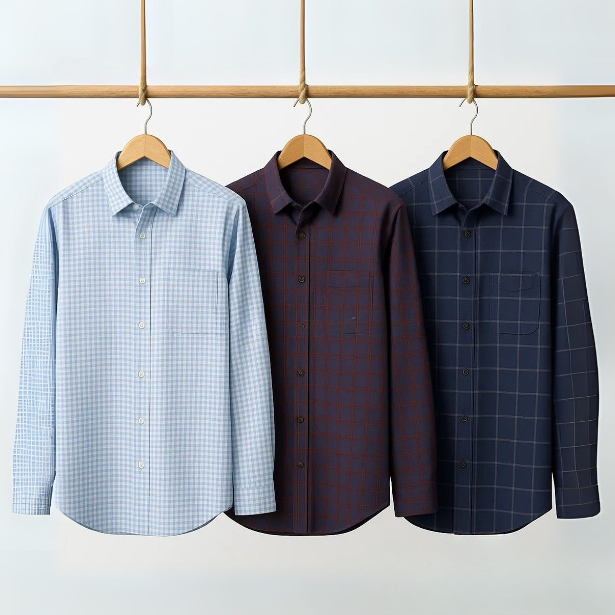 Office Essentials: 3-Pack Premium Cotton Formal Shirts – Tailored Fit, Full Sleeves & Pockets ( FS-161)