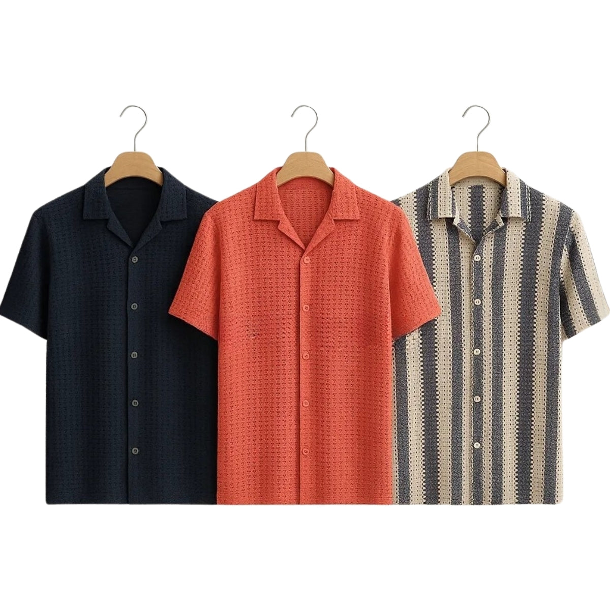 3 Pack Men's Crochet Shirts | Unique Patterns, Ultimate Comfort, Effortless Style| SC-11