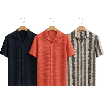 3 Pack Men's Crochet Shirts | Unique Patterns, Ultimate Comfort, Effortless Style| SC-11