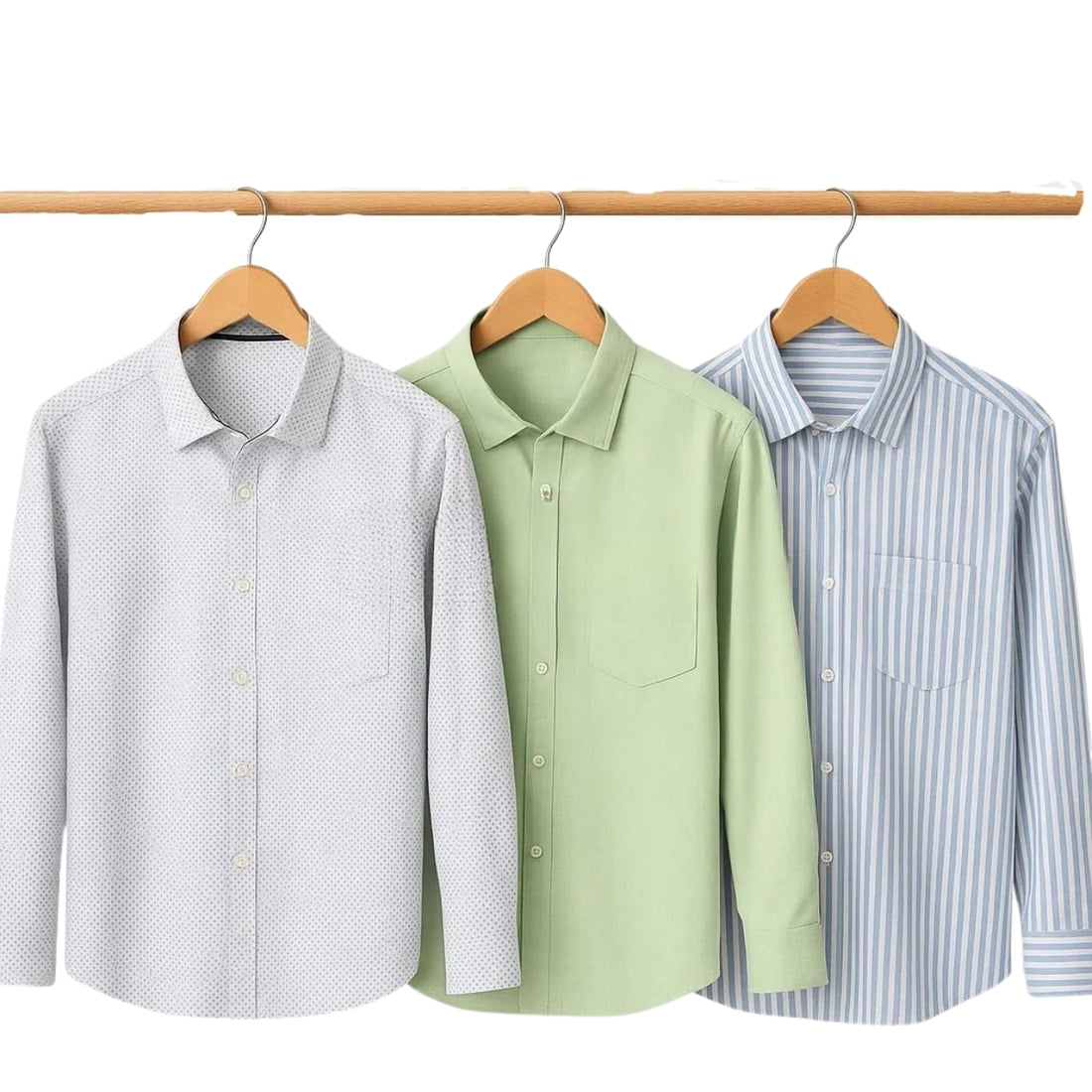 Combo Pack of 3 Men’s Formal Shirts – Stylish & Versatile Collection (Half & Full Sleeves, With/Without Pockets) (FS-47)