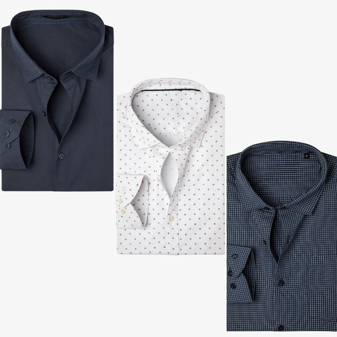 Combo Pack of 3 Men’s Formal Shirts – Stylish & Versatile Collection (Half & Full Sleeves, With/Without Pockets) (FS-48)