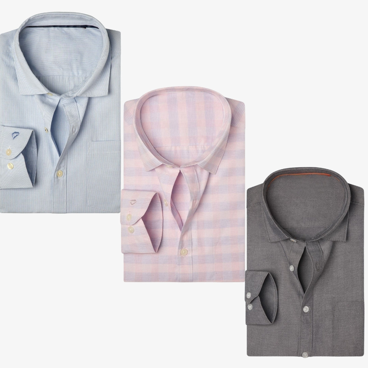 Combo Pack of 3 Men’s Formal Shirts – Stylish & Versatile Collection (Half & Full Sleeves, With/Without Pockets) (FS-49)