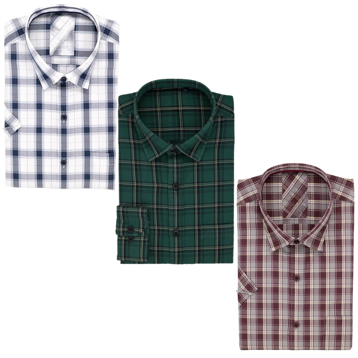 Office Essentials: 3-Pack Premium Cotton Formal Shirts – Tailored Fit, Full Sleeves & Pockets ( FS-167)