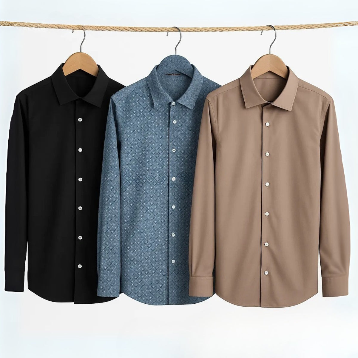 Office Essentials: 3-Pack Premium Cotton Formal Shirts – Tailored Fit, Full Sleeves & Pockets (FS-32 )