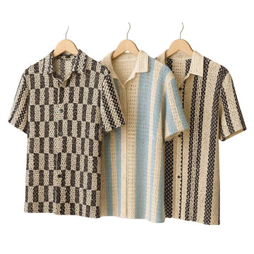 3 Pack Men's Crochet Shirts | Unique Patterns, Ultimate Comfort, Effortless Style| SC-13