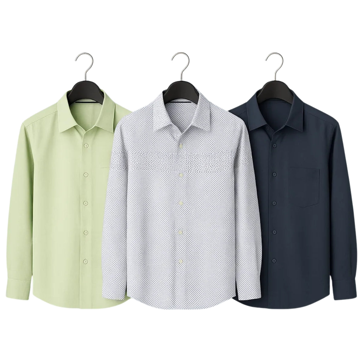 Shirt Happens: 3-Pack Men’s Stylish Formal Shirts – 100% Cotton, Full Sleeves with Pockets (FS-64)