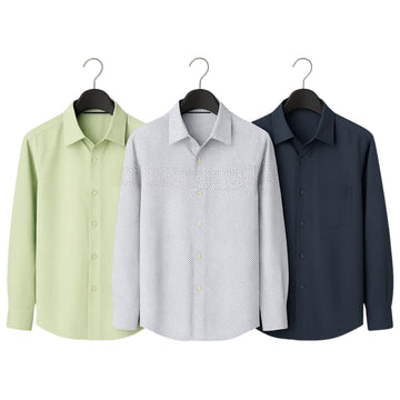Shirt Happens: 3-Pack Men’s Stylish Formal Shirts – 100% Cotton, Full Sleeves with Pockets (FS-64)