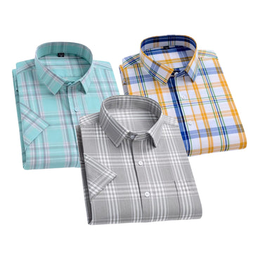 Pack of 3 Check Shirts for Men – Tailored Fit, Full Sleeves & Pockets (CSM-07)