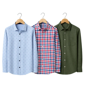 Shirt Happens: 3-Pack Men’s Stylish Formal Shirts – 100% Cotton, Full Sleeves with Pockets (FS-65)