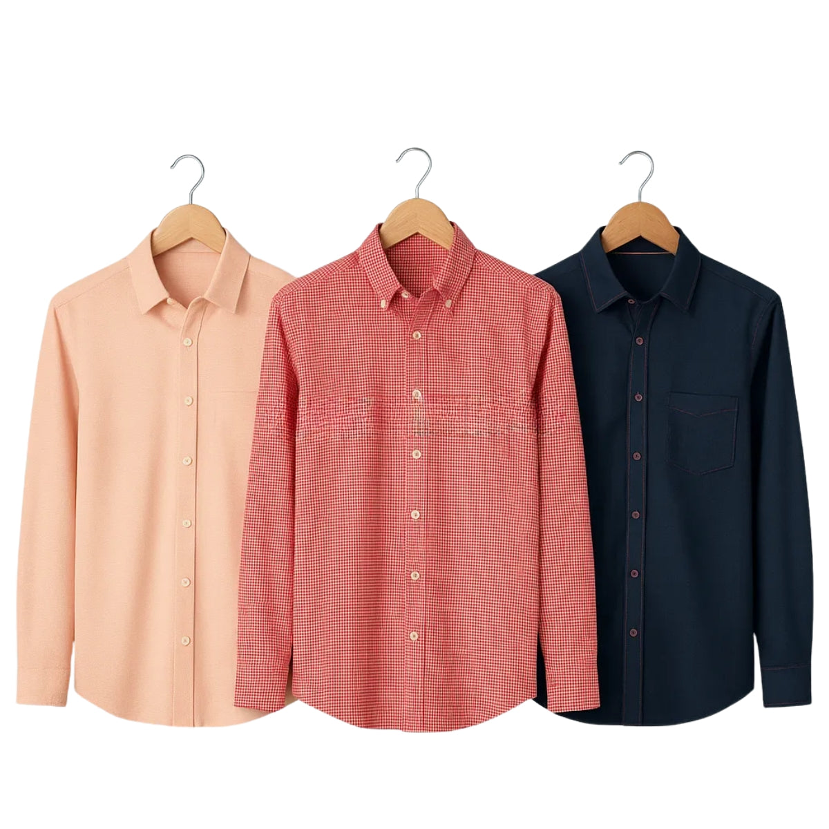 Shirt Happens: 3-Pack Men’s Stylish Formal Shirts – 100% Cotton, Full Sleeves with Pockets (FS-65)