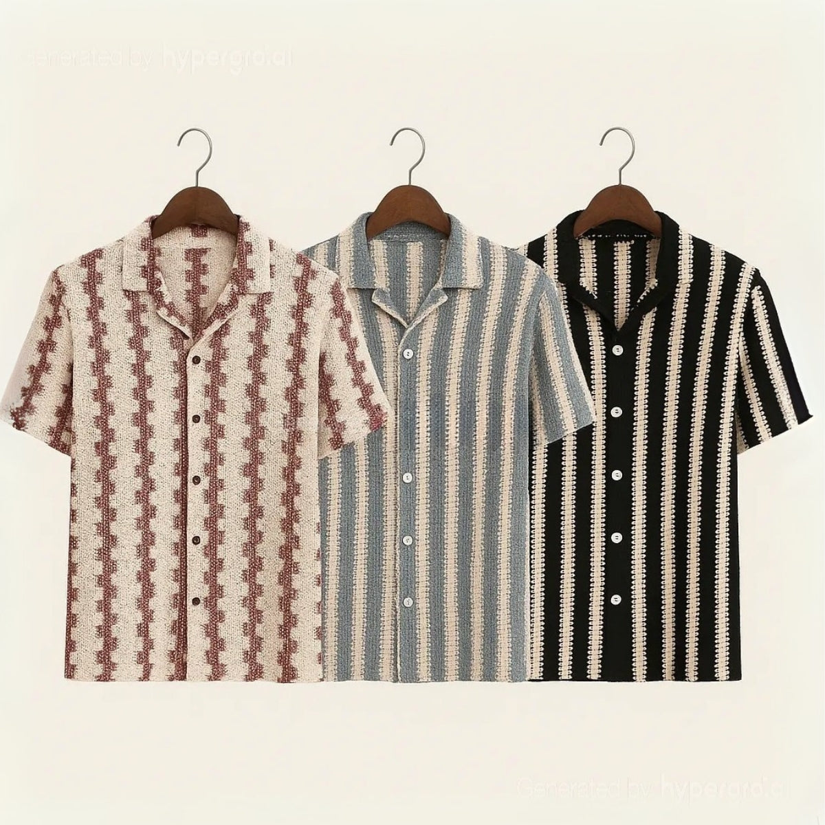 3 Pack Men's Crochet Shirts | Unique Patterns, Ultimate Comfort, Effortless Style| SC-15